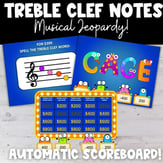 Treble Clef Music Staff Game - Musical Jeopardy Game Show PDF